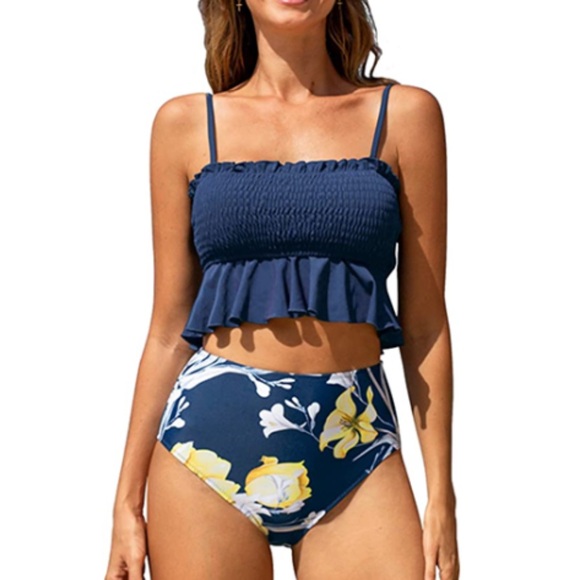 swimwear Other - Two Piece Bikini Set Full Coverage Swimsuit Tummy Control Padded NWT Size L